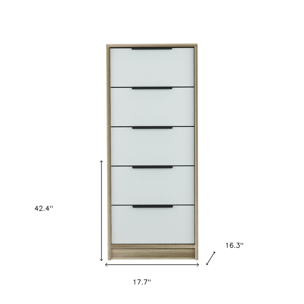 28" Brown And White Three Drawer Dresser