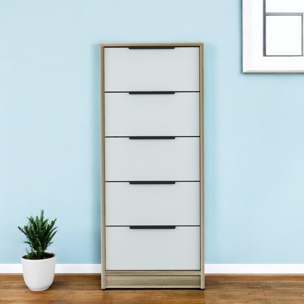 28" Brown And White Three Drawer Dresser