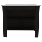 41" Ivory And Black Wood Kitchen Island With Storage