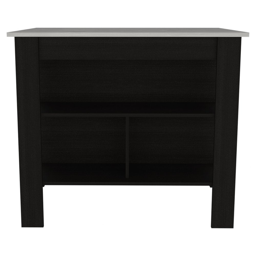 Black and Ivory 41" Kitchen Island With Storage