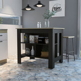 Black and Natural 41" Kitchen Island With Storage