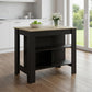 41" Natural And Black Wood Kitchen Island With Storage