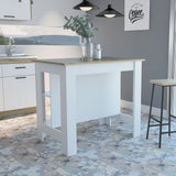 White and Brown 41" Kitchen Island With Storage