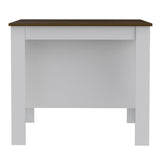 White and Brown 41" Kitchen Island With Storage