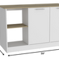 White and Brown 59" Kitchen Island With Storage