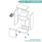 24" White Wood Flat Door Rolling Kitchen Cart With Storage