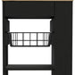 22" Natural And Black Wood Rolling Kitchen Cart With Storage