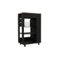 22" Natural And Black Wood Rolling Kitchen Cart With Storage