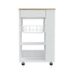 White and Brown 22" Rolling Kitchen Cart With Storage