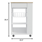 White and Brown 22" Rolling Kitchen Cart With Storage