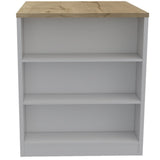 36" Natural and White Wood Kitchen Island With Storage