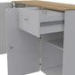 White and Natural 54" Rolling Kitchen Island With Storage