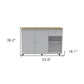 54" Natural and White Wood Flat Door Rolling Kitchen Island With Storage