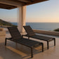 Set of Two Black Aluminum Sling Outdoor Chaise Lounges