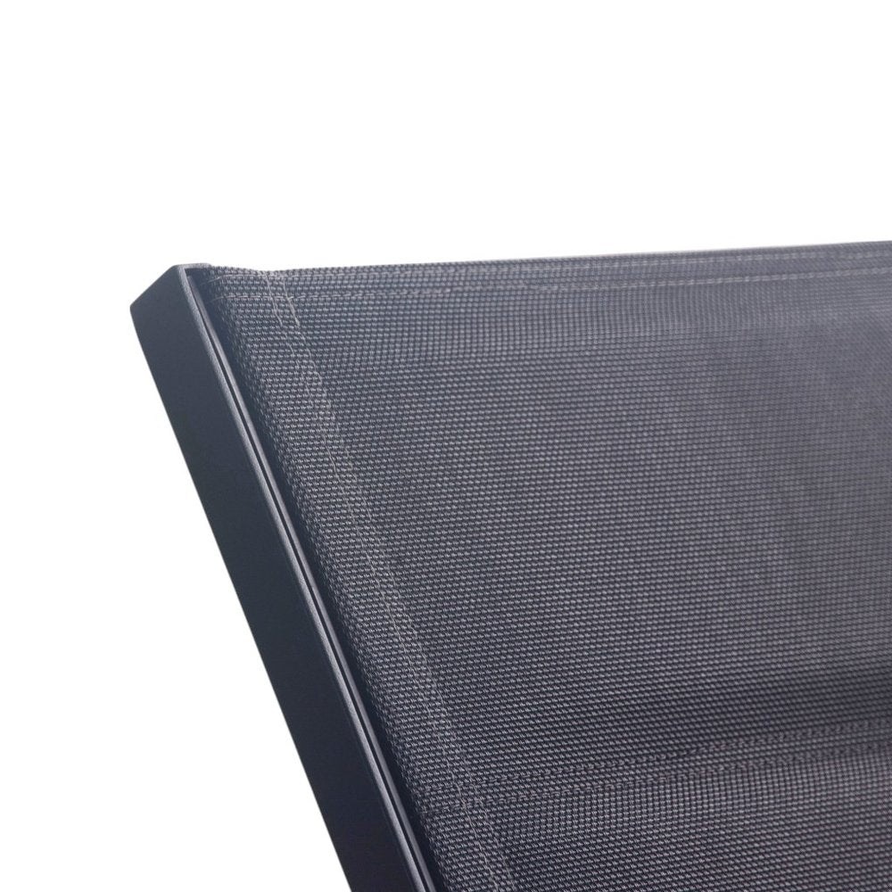 Set of Two Black Aluminum Sling Outdoor Chaise Lounges