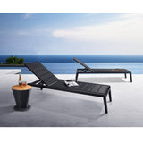 Set of Two Black Aluminum Sling Outdoor Chaise Lounges