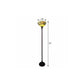 70" Green And Black Floor Lamp With Green Glass Bowl Shade