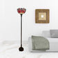 69" Black And Red Torchiere Floor Lamp With Red Dragonfly Glass Dome Shade