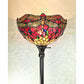 69" Black And Red Torchiere Floor Lamp With Red Dragonfly Glass Dome Shade