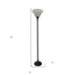 62" Brown And White Floor Lamp With White Peacock Feather Glass Bell Shade
