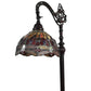 61" Black And Red Torchiere Floor Lamp With Red Dragonfly Glass Dome Shade