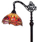 61" Black And Red Torchiere Floor Lamp With Red Dragonfly Glass Dome Shade