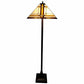 62" Brown And White Two Light Floor Lamp With Brown And White Glass Cone Shade
