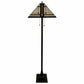 62" Brown And White Two Light Floor Lamp With Brown And White Glass Cone Shade