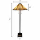 62" Brown And White Two Light Floor Lamp With Brown And White Glass Cone Shade