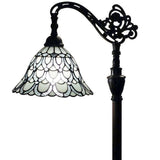 62" Brown Traditional Shaped Floor Lamp With White Stained Glass Bowl Shade
