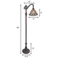 62" Brown Traditional Shaped Floor Lamp With White Stained Glass Bowl Shade