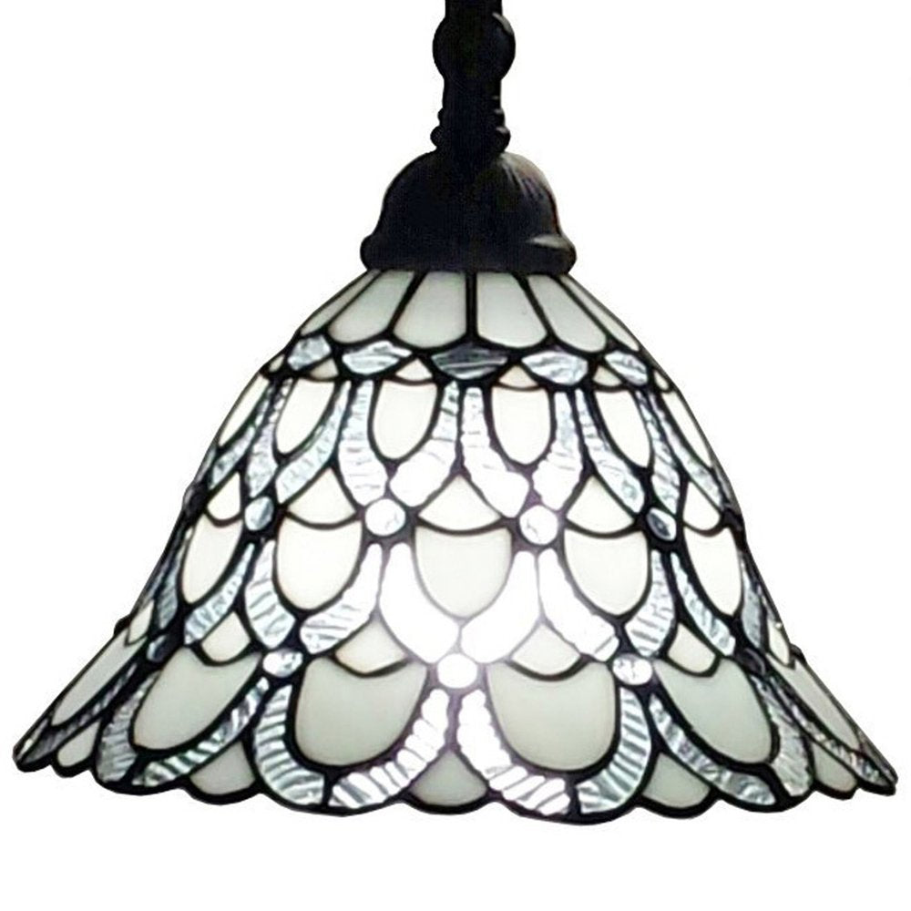 62" Brown Traditional Shaped Floor Lamp With White Stained Glass Bowl Shade