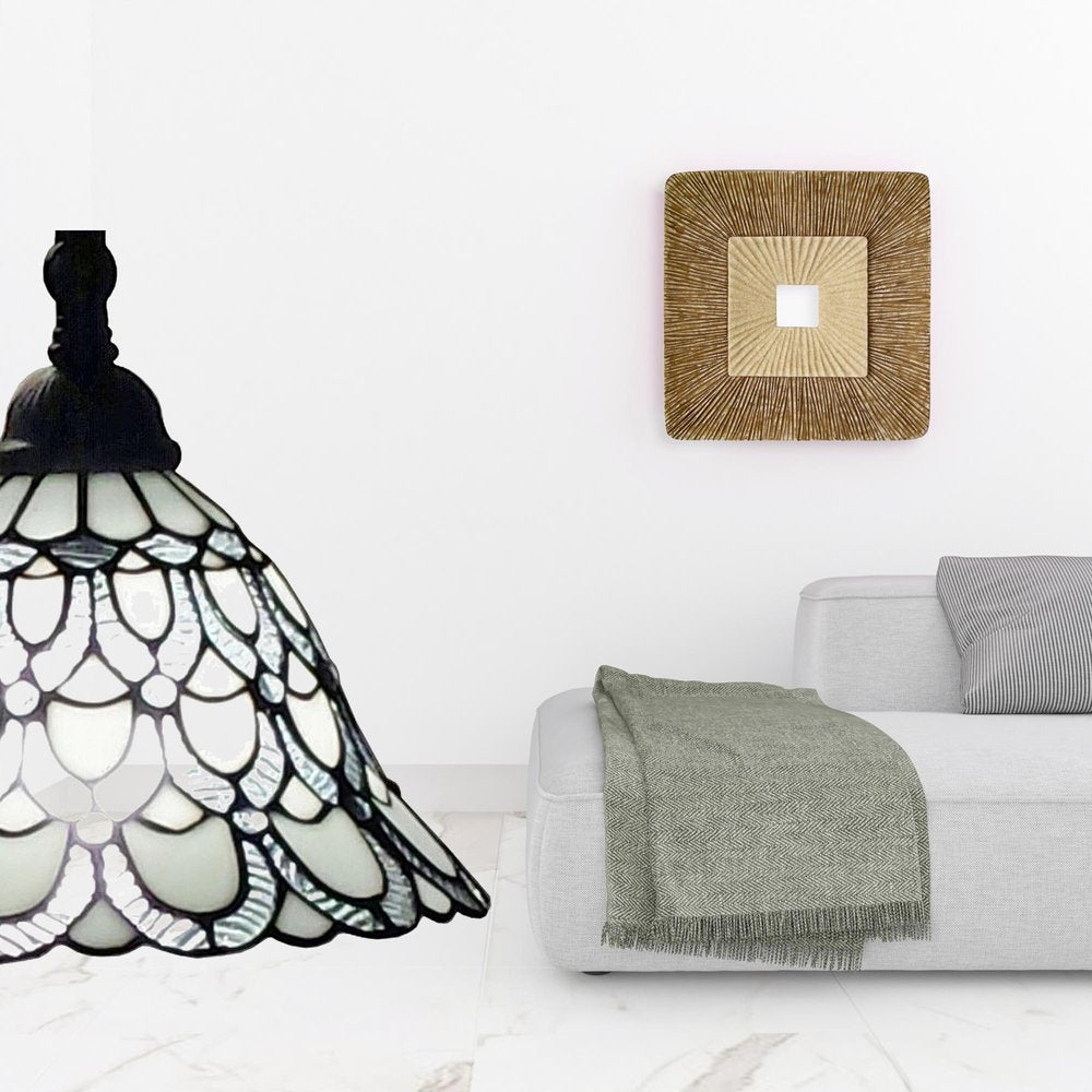 62" Brown Traditional Shaped Floor Lamp With White Stained Glass Bowl Shade