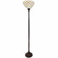 62" Brown And White Floor Lamp With White Glass Bowl Shade