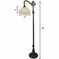 62" Brown And White Floor Lamp With White Glass Bowl Shade