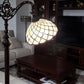 62" Brown And White Floor Lamp With White Glass Bowl Shade