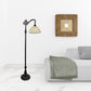 62" Brown And White Floor Lamp With White Glass Bowl Shade