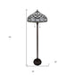 62" Brown And White Two Light Torchiere Floor Lamp With White Geometric Glass Dome Shade