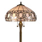 63" Brown Two Light Traditional Shaped Floor Lamp With White Stained Glass Bowl Shade