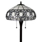 63" Brown Two Light Traditional Shaped Floor Lamp With White Stained Glass Bowl Shade