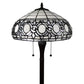 63" Brown Two Light Traditional Shaped Floor Lamp With White Stained Glass Bowl Shade