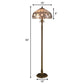 63" Brown Two Light Traditional Shaped Floor Lamp With White Stained Glass Bowl Shade
