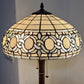 63" Brown Two Light Traditional Shaped Floor Lamp With White Stained Glass Bowl Shade