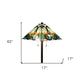 62" Espresso Two Light Torchiere Floor Lamp With Blue Flowers Glass Cone Shade