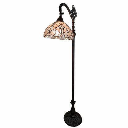 62" Brown And White Floor Lamp With White Glass Bowl Shade