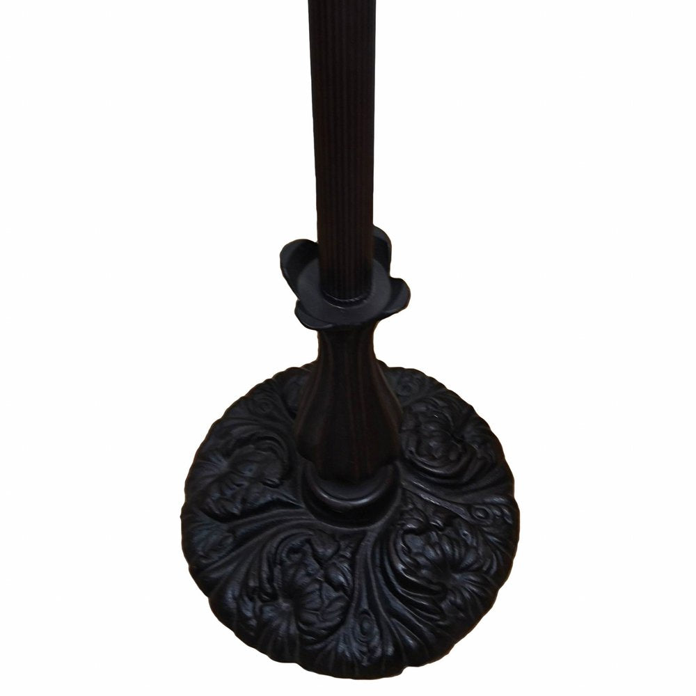 62" Brown And White Floor Lamp With White Glass Bowl Shade