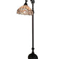 62" Brown Metal Arched Floor Lamp With White Geometric Stained Glass Shade