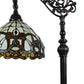 62" Brown Metal Arched Floor Lamp With Amber and Red Flowers Stained Glass Shade