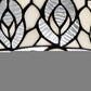 62" Brown And White Torchiere Floor Lamp With White Peacock Feather Glass Dome Shade