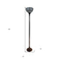 62" Brown And White Torchiere Floor Lamp With White Peacock Feather Glass Dome Shade